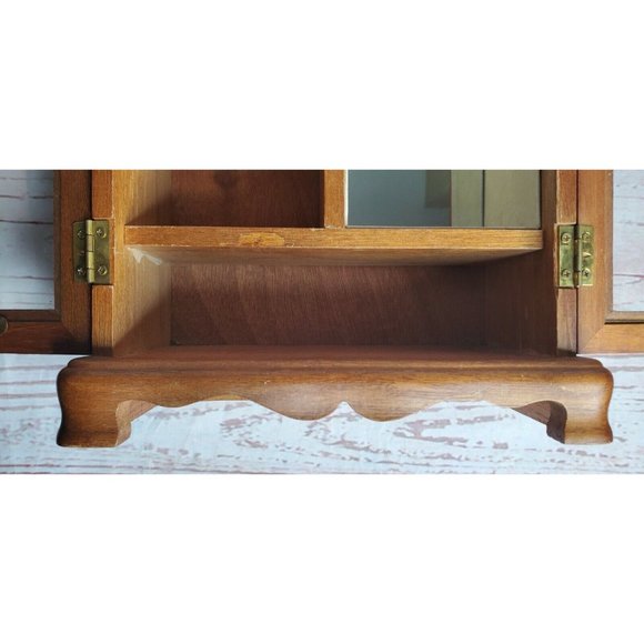 Rare Vintage Wood Jewelry Box Armoire Artistic Design Glass Door Shelves w/Mirro - Picture 8 of 12